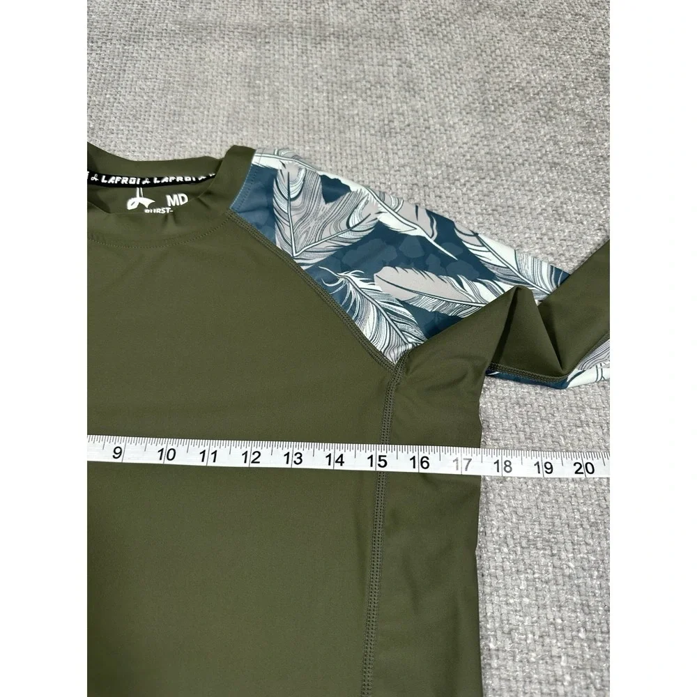 Lafroi Rashguard Mens M Green Burst MMA BJJ Compression Long Sleeve Top